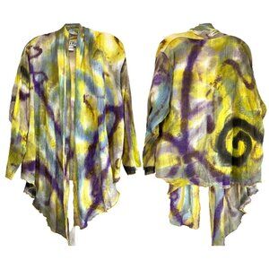 XXL OOAK Hand Painted Lagenlook Sucesos Vintage Tunic Jacket Cotton